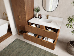 Catalina Teak 42 in W x 22 in D Free Standing Reeded Single Sink Bathroom Vanity - photo 3