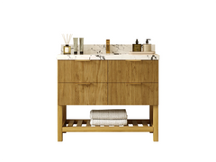 Catalina Teak 42 in W x 22 in D Free Standing Reeded Single Sink Bathroom Vanity - photo 1