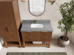 Catalina Teak 42 in W x 22 in D Free Standing Reeded Single Sink Bathroom Vanity - photo 27
