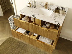 Catalina Teak 42 in W x 22 in D Free Standing Reeded Single Sink Bathroom Vanity - photo 3