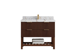 Catalina Teak 42 in W x 22 in D Free Standing Reeded Single Sink Bathroom Vanity - photo 30