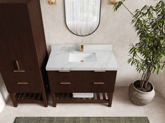 Catalina Teak 42 in W x 22 in D Free Standing Reeded Single Sink Bathroom Vanity - photo 19