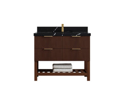 Catalina Teak 42 in W x 22 in D Free Standing Reeded Single Sink Bathroom Vanity - photo 12