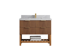 Catalina Teak 42 in W x 22 in D Free Standing Reeded Single Sink Bathroom Vanity - photo 26