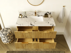 Catalina Teak 42 in W x 22 in D Free Standing Reeded Single Sink Bathroom Vanity - photo 4