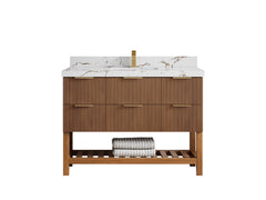 Catalina Teak 48 in W x 22 in D Free Standing Reeded Single Sink Bathroom Vanity - photo 30