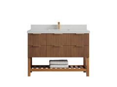 Catalina Teak 48 in W x 22 in D Free Standing Reeded Single Sink Bathroom Vanity - photo 12