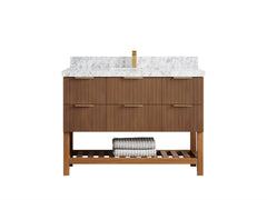 Catalina Teak 48 in W x 22 in D Free Standing Reeded Single Sink Bathroom Vanity - photo 10
