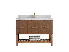 Catalina Teak 48 in W x 22 in D Free Standing Reeded Single Sink Bathroom Vanity - photo 1