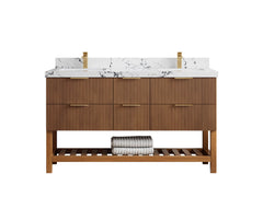 Catalina Teak 60 in W x 22 in D Free Standing Reeded Double Sink Bathroom Vanity - photo 34