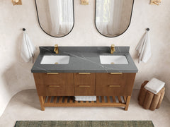 Catalina Teak 60 in W x 22 in D Free Standing Reeded Double Sink Bathroom Vanity - photo 27