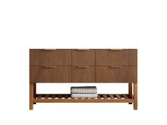 Catalina Teak 60 in W x 22 in D Free Standing Reeded Double Sink Bathroom Vanity - photo 6