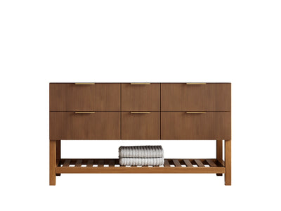Catalina Teak 60 in W x 22 in D Free Standing Reeded Double Sink Bathroom Vanity - Willow Bath and Vanity