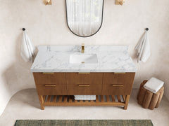 Catalina Teak 60 in W x 22 in D Free Standing Reeded Single Sink Bathroom Vanity - photo 19