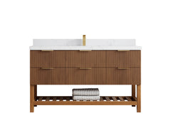 Catalina Teak 60 in W x 22 in D Free Standing Reeded Single Sink Bathroom Vanity - photo 24