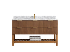Catalina Teak 60 in W x 22 in D Free Standing Reeded Single Sink Bathroom Vanity - photo 10