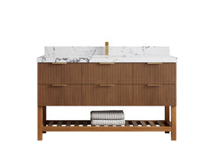 Catalina Teak 60 in W x 22 in D Free Standing Reeded Single Sink Bathroom Vanity - photo 34