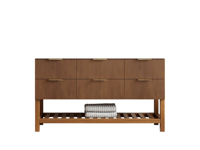 Catalina Teak 60 in W x 22 in D Free Standing Reeded Single Sink Bathroom Vanity - Willow Bath and Vanity