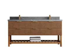 Catalina Teak 72 in W x 22 in D Free Standing Reeded Double Sink Bathroom Vanity - photo 28