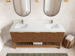 Catalina Teak 72 in W x 22 in D Free Standing Reeded Double Sink Bathroom Vanity - photo 37