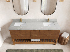 Catalina Teak 72 in W x 22 in D Free Standing Reeded Double Sink Bathroom Vanity - photo 25