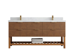 Catalina Teak 72 in W x 22 in D Free Standing Reeded Double Sink Bathroom Vanity - photo 24