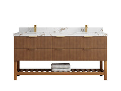 Catalina Teak 72 in W x 22 in D Free Standing Reeded Double Sink Bathroom Vanity - photo 30