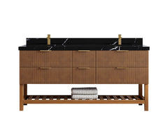 Catalina Teak 72 in W x 22 in D Free Standing Reeded Double Sink Bathroom Vanity - photo 8