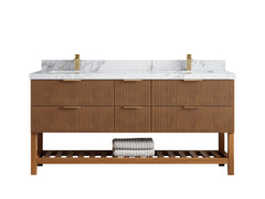 Catalina Teak 72 in W x 22 in D Free Standing Reeded Double Sink Bathroom Vanity - photo 20