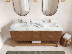 Catalina Teak 72 in W x 22 in D Free Standing Reeded Double Sink Bathroom Vanity - photo 33