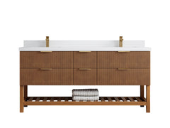 Catalina Teak 72 in W x 22 in D Free Standing Reeded Double Sink Bathroom Vanity - photo 38