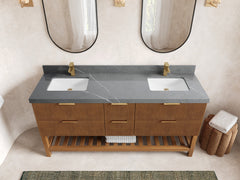 Catalina Teak 72 in W x 22 in D Free Standing Reeded Double Sink Bathroom Vanity - photo 27