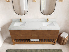 Catalina Teak 72 in W x 22 in D Free Standing Reeded Double Sink Bathroom Vanity - photo 21