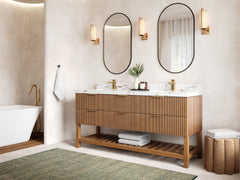 Catalina Teak 72 in W x 22 in D Free Standing Reeded Double Sink Bathroom Vanity - photo 2