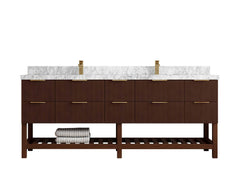 Catalina Teak 84 in W x 22 in D Free Standing Reeded Double Sink Bathroom Vanity - photo 39