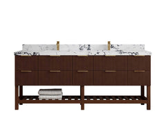 Catalina Teak 84 in W x 22 in D Free Standing Reeded Double Sink Bathroom Vanity - photo 31