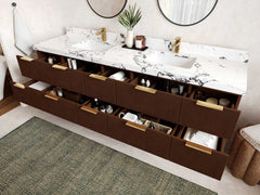 Catalina Teak 84 in W x 22 in D Free Standing Reeded Double Sink Bathroom Vanity - photo 3