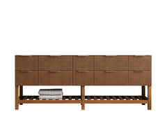 Catalina Teak 84 in W x 22 in D Free Standing Reeded Double Sink Bathroom Vanity - photo 7