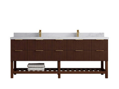 Catalina Teak 84 in W x 22 in D Free Standing Reeded Double Sink Bathroom Vanity - photo 17