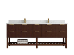 Catalina Teak 84 in W x 22 in D Free Standing Reeded Double Sink Bathroom Vanity - photo 23