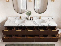 Catalina Teak 84 in W x 22 in D Free Standing Reeded Double Sink Bathroom Vanity - photo 4