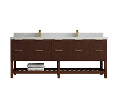 Catalina Teak 84 in W x 22 in D Free Standing Reeded Double Sink Bathroom Vanity - photo 11