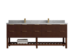 Catalina Teak 84 in W x 22 in D Free Standing Reeded Double Sink Bathroom Vanity - photo 25