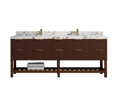 Catalina Teak 84 in W x 22 in D Free Standing Reeded Double Sink Bathroom Vanity - photo 29