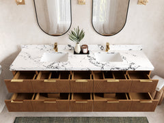 Catalina Teak 84 in W x 22 in D Free Standing Reeded Double Sink Bathroom Vanity - photo 5