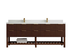 Catalina Teak 84 in W x 22 in D Free Standing Reeded Double Sink Bathroom Vanity - photo 37