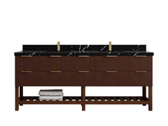 Catalina Teak 84 in W x 22 in D Free Standing Reeded Double Sink Bathroom Vanity - photo 13