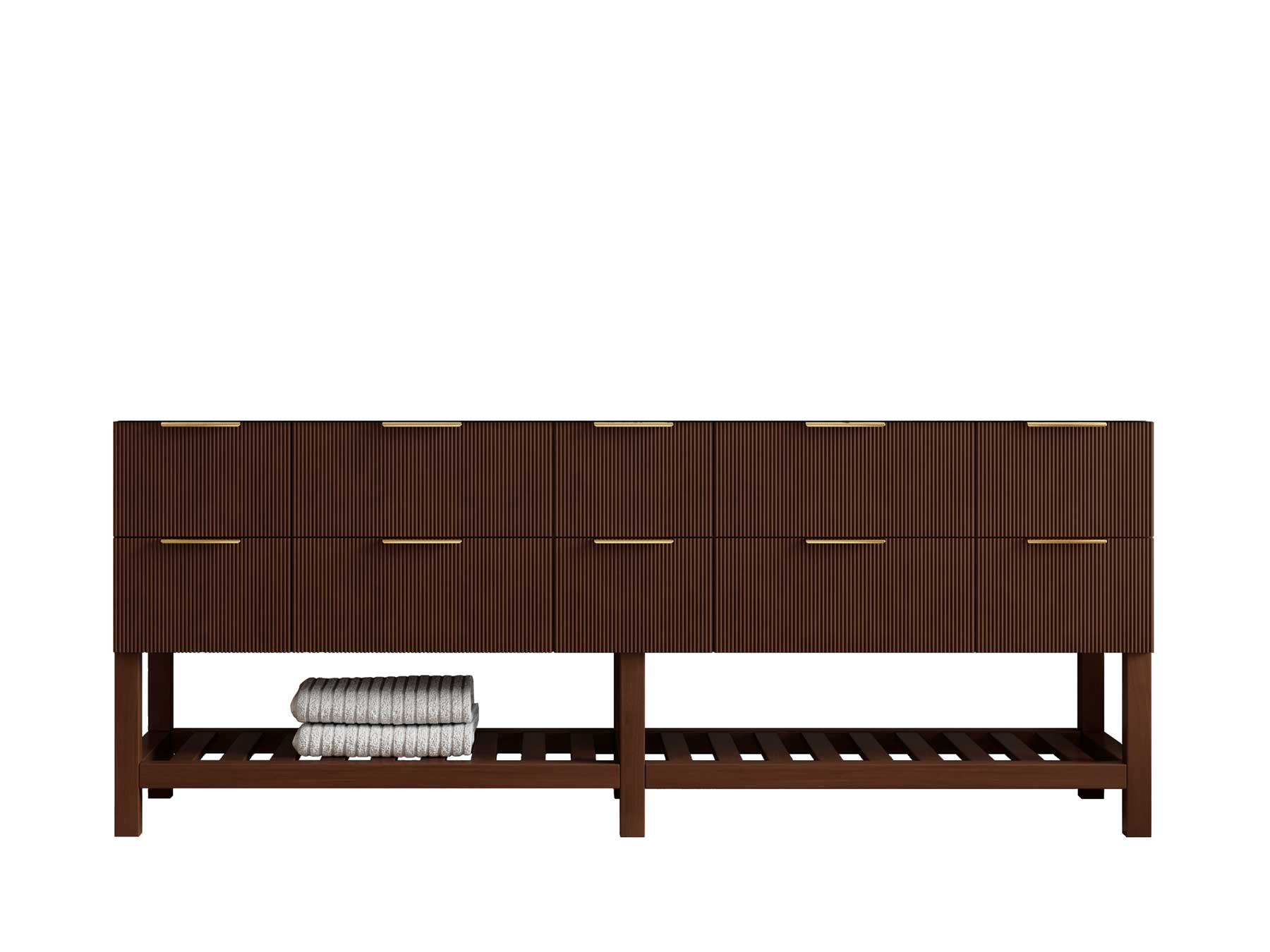 Catalina Teak 84 in W x 22 in D Free Standing Reeded Double Sink Bathroom Vanity - Willow Bath and Vanity
