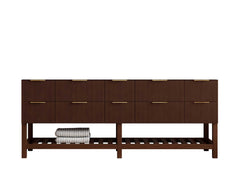 Catalina Teak 84 in W x 22 in D Free Standing Reeded Double Sink Bathroom Vanity - photo 7