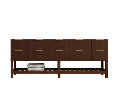 Catalina Teak 84 in W x 22 in D Free Standing Reeded Double Sink Bathroom Vanity - Willow Bath and Vanity